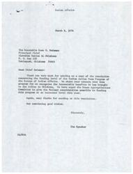 ["The document includes a letter from the Cherokee Nation in Oklahoma requesting increased funding for the Indian Action Team Program, as well as testimony presented to the Senate and House Appropriations Committees highlighting the economic impact of the program on reservations. The program has led to improvements in housing, reduced welfare and unemployment expenditures, and produced trained skilled craftsmen. The testimony also mentions the potential economic benefits if all applicants were granted contracts."]