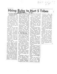 ["The hiring rules for Indian preference in the Bureau of Indian Affairs are being revised, which may have a negative impact on five Oklahoma tribes. The rules are changing to only provide preference to half-blood individuals, excluding those with one-quarter Indian blood. The controversy surrounding the changes has led to potential legal challenges and confusion among employees. Commissioner Morris Thompson has directed his staff to use the 1934 act criteria for Indian preference in hiring. There is also a memo regarding a call from Jim Robey of the BIA regarding Indian preference."]
