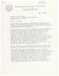 ["The Secretary of the Interior is addressing the issue of Indian preference employment and the requirement of a half-blood standard for certain Indian tribes. He proposes a plan to protect the rights of current Bureau employees and allow descendants of closed tribes to be eligible for preference. He acknowledges the legal questions surrounding these plans but is committed to implementing them if approved by the Civil Service Commission. The Secretary expresses a willingness to work with Speaker Carl Albert on this complex issue."]