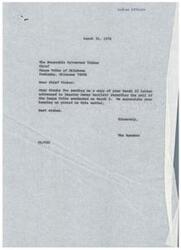 ["The Chief of the Osage Tribe of Oklahoma sent a letter to Senator Dewey Bartlett regarding a poll conducted on March 2, 1976. The poll showed that the majority of Osage people did not favor a change in their form of government. The Chief expressed concerns about the proposed legislation, which would create a second Council and potentially exclude those with less than 1/4 blood from participating in tribal government affairs. The Chief urged Senator Bartlett not to introduce the legislation based on the results of the poll. The Chief also sent copies of the letter to other government officials and the Commissioner of Indian Affairs."]