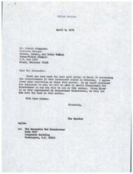 ["The document is a series of letters regarding the reinstatement of four terminated tribes in Oklahoma - the Modoc, Wyandotte, Peoria, and Ottawa Tribes. The Inter-Tribal Council, Inc. is seeking support from various government officials, including the Speaker and the Governor of Oklahoma, to achieve full reinstatement and recognition for the tribes. Congressman Ted Risenhoover is also involved in the matter. The Governor of Oklahoma, David L. Boren, supports the reinstatement of the tribes and requests that they be accorded all the rights and privileges given to them under Federal treaties and statutes."]