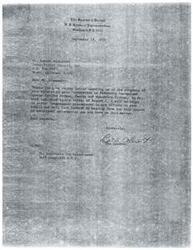 ["The Speaker of the House received a letter from Mr. Robert Alexander regarding efforts to gain restoration to Federally recognized status for the Ottawa, Peoria, and Wyandotte Tribes. The Speaker expressed willingness to assist Congressman Risenhoover in this matter and requested additional information from Mr. Alexander."]