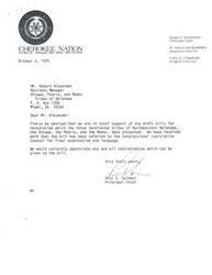 ["The document is expressing support for draft bills for restoration presented by the Ottawa, Peoria, and Modoc tribes of Oklahoma. The bills have been referred to the Congressional Legislative Counsel for examination, and the Cherokee Nation is requesting consideration for the bills."]
