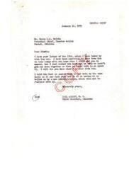 ["The letter is from Carl Albert, a member of Congress, to Harry J.W. Belvin, the Principal Chief of the Choctaw Nation. Albert is discussing a matter with Rex Lee and assures Belvin that he will inform him of any updates. Albert emphasizes the importance of reaching a decision before a new administration takes over."]