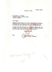 ["The document is a letter from Congressman Carl Albert to Choctaw Chief Harry J. W. Belvin, expressing willingness to assist in restoring funds for stenographic help for the Chief's duties. Congressman Albert mentions contacting Senator Kerr's office for information on the matter and suggests a follow-up call on the 13th."]