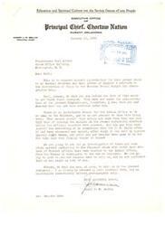 ["The document expresses gratitude to Congressman Carl Albert for his prompt response regarding the restoration of funds to the Choctaw Tribal Budget for stenographic help. The document also highlights various issues and abuses faced by the Choctaw Nation from the Indian Office, and requests for an investigation into these matters. The Principal Chief asks for assistance from Congressman Albert and Senator Kerr to address Carl Albert these issues and restore the necessary funds."]
