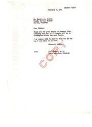 ["The Choctaw Chief received a letter from Carl Albert, a congressman from Oklahoma, thanking him for informing him that Mr. W. F. Sample will be visiting Washington soon. Albert expressed his willingness to help Sample in any way possible during his visit."]