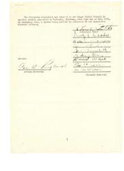 ["The resolution was adopted by the Osage Tribal Council in a special session in May 1953 with unanimous vote and a quorum present. The names of the Principal Chief, Council Members, and Acting Secretary are listed as signatories."]