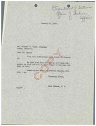 ["Mr. Gilbert W. Daney, an attorney from Atoka, Oklahoma, wrote to Honorable  Carl Albert, M.C. requesting his assistance in appointing a new chief for the Choctaw people in Oklahoma. He explained that the current chief, W.A. Durant, was unable to fulfill his duties due to age and health reasons. Daney asked Albert to keep the matter in mind and be prepared to help when the time was right. Albert acknowledged the letter and assured Daney that he would do what he could when the opportunity arose."]