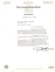 ["The document is a letter addressed to Congressman Carl Albert regarding the poor condition of U.S. Highways 69 and 75 in Atoka County. The writer, President I Stephens of The Atoka State Bank, requests assistance in improving the roads, which have been in bad condition for years."]