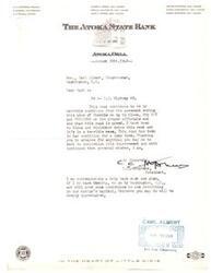 ["The document is a letter from C.C. Stephens, the President of The Atoka State Bank in Atoka, Oklahoma, to Congressman Carl Albert regarding the poor condition of U.S. Highway 69. Stephens requests that pressure be put on officials to pave the road, as it has been in bad condition for a long time. He also mentions a potential trip to Washington, D.C., and asks for assistance in seeing the sights there. The document is signed by C.C. Stephens."]