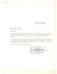 ["A letter was sent to Honorable  Carl Albert in October 1948 from W. E. McIntosh, representing the American Indian community in Tulsa, Oklahoma. The letter asked if Nominees for the U.S. Senate and House of Representatives would introduce an Appropriation Bill to pay approved claims by the Indian Claims Commission for tribes in Oklahoma if elected. The writer requested an early reply in support of justice for the American Indian."]