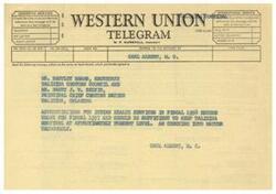 ["The document discusses the need for increased appropriations for Indian health services in 1958 to prevent drastic reductions in personnel and facilities at Indian hospitals. Congressman Carl Albert is checking into the matter and urges for a deficiency appropriation to relieve undue hardship and ensure efficient operation of Indian hospitals. The message is addressed to Mr. Harry J. W. Belvin, Principal Chief of the Choctaw Nation."]