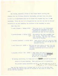 ["Hal Curran, executive officer of the Indian Health Service, has reviewed the situation at the Talihina hospital and believes adjustments need to be made to the staff. He has identified several positions that can be eliminated without impacting hospital services, including cooks helpers, guards-firemen, a janitor, a mail clerk, a property officer, and nursing assistants. The hospital is transitioning some nursing assistants to practical nurses and eliminating nine positions. The hospital has a patient load of 125 to 130 but had a payroll that cannot be justified."]