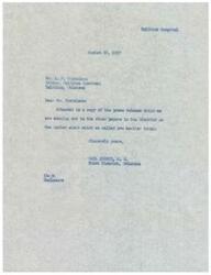 ["The document is informing Mr. Nicholson, the editor of Talihina American, that a press release regarding a certain matter has been sent out to other newspapers in the district. The document is signed by Carl Albert, M.C., Third District of Oklahoma."]