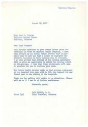 ["Miss Lena M. Frazier of Talihina Medical Center in Oklahoma wrote to Congressman Carl Albert about the reduction in force at Talihina Indian Hospital. Congressman Albert responded, stating that adjustments will be made to retain some employees and offer opportunities for nursing assistants to attend nursing school. He also mentioned that Congress had appropriated more money for the Indian Health Service that year. Congressman Albert assured Miss Frazier that he would do everything in his power to save as many jobs as possible at the hospital."]