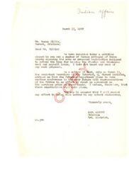 ["Carl Albert received a petition opposing proposed legislation to extend the time for leasing Choctaw and Chickasaw lands for coal and asphalt. He has not heard of any such proposal but plans to have a conference with tribal representatives to reach an agreement on the purchase price of the lands. He assures Mr. Willis that he will resist any effort to delay the negotiations."]