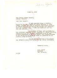 ["Miss Mansell received a letter from Congressman Carl Albert stating that he has received a petition opposing the extension of leasing the Choctaw and Chickasaw coal and asphalt lands. He assures her that he will resist any efforts to delay the matter and that the Interior Department plans to have a conference with tribal representatives to reach an agreement on the purchase price of the lands."]