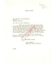 ["The document from Carl Albert to Mr. and Mrs. C.D. Robinson expresses his interest in settling Indian affairs and finalizing the sale of segregated coal and asphalt lands. He mentions discussing the matter with officials and working with the Oklahoma delegation and Congressman Stigler. Albert assures the Robinsons that he will watch their interests and work towards a satisfactory settlement."]
