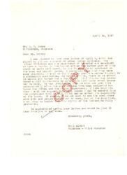 ["The letter is in response to concerns raised by Mr. D. H. Dukes and other Indian citizens regarding coal and asphalt lands. The writer, Carl Albert, promises to push for a successful conclusion in negotiations between Tribal Officials and the Department of Interior. He mentions a bill introduced by Bill Stigler to extend lease terms, but states he will not support it unless the rights of the Indians are fully protected. Albert assures that he wants to see the coal mines continue operating but also insists on protecting the rights of the Indians. He appreciates the letter and welcomes further communication."]