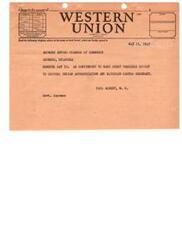 ["Ardmore Junior Chamber of Commerce Telegram about Carter Seminary."]