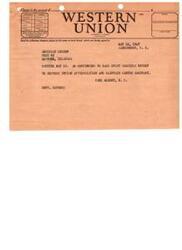 ["This is a telegram from Joseph L. Egan, the president of the American Legion, to Post 65 in Ardmore, Oklahoma. The message is about efforts to restore Indian appropriation and maintain Carter Seminary. The sender requests that the message be sent as an urgent letter."]