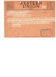 ["The document is a telegram from the Ardmore Ministerial Alliance urging Congressman Carl Albert to continue supporting Carter Seminary Indian School, which they believe is a great benefit to Indian girls. They request suggestions from patrons regarding the company's service."]