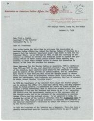 ["The Association on American Indian Affairs is requesting that the Choctaw Nation of Oklahoma be allowed to vote for their Principal Chief by ballot, instead of having the Interior Department appoint the chief. They express concern over past instances where the Department interfered in Choctaw elections and urge the Secretary of the Interior to allow the Choctaw people to choose their leader democratically. They highlight the Choctaw leaders' unsuccessful attempts to meet with Department officials and ask for support in ensuring the Choctaw people have a voice in their governance."]