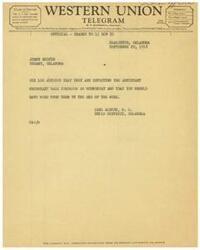 ["The document includes various telegrams and letters regarding the appointment of the Principal Chief of the Choctaw Nation and the Corinne post office. The messages mention the Assistant Secretary of the Interior being out of town and expected back soon, with a response expected by the end of the week. Suggestions for service improvements are also welcomed by the company."]