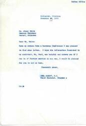 ["The document is a response to Mr. Abner White's inquiry about a possible Choctaw per capita payment. It explains that a bill passed by Congress allows for the distribution of tribal funds among members, but payments will be under the jurisdiction of the Bureau of Indian Affairs. The document also mentions concerns about the loss of tribal lands and urges Congressman Albert to take action on behalf of the Choctaw Tribe."]