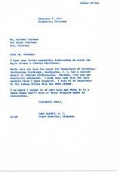 ["Mr. Raymond Gardner wrote a letter to Honorable  Carl Albert requesting information on where to obtain a Choctaw dictionary. Albert responded, informing Gardner that the dictionaries are no longer available from the Department of Etymology or the Indian Office. Gardner had mentioned that he needed the dictionary for church charter work and was having difficulty finding one. Albert expressed regret that he could not be of more help and suggested trying to purchase one if possible."]