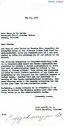 ["The document from Principal Chief Harry J. W. Belvin of the Choctaw Nation to Senator Kerr expresses concern over a proposed cut in the Oklahoma Indian Loan Fund by the Bureau of Indian Affairs for administrative costs. Belvin requests Senator Kerr to prevent this cut and restore the funds when it reaches the Senate side of Congress. Congressman Carl Albert also expresses his support in preventing the Indian Loan fund from being affected by administrative costs."]