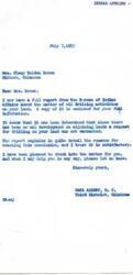 ["Mrs. Clamy Holden Brown, a Chickasaw Indian from Milburn, Oklahoma, requested information about oil drilling activities on her land. The Bureau of Indian Affairs determined that there was no need for drilling on her land as there had been no development on adjoining lands that would warrant it. The report explained in detail the reasons for this decision. Mrs. Brown was informed that until deeper productive wells were discovered in the area, further development could not be required. Congressman Carl Albert assisted Mrs. Brown in obtaining this information and offered to help further if needed."]