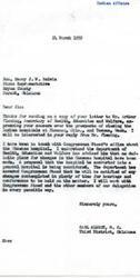 ["The document discusses concerns about the closure of Indian hospitals in Shawnee, Oklahoma, and Tacoma, Washington, particularly tuberculosis sanatoria. The writer argues that the high incidence of tuberculosis among the Indian population warrants the continued operation of these hospitals. The document requests information from Mr. Fleming on the government's plans regarding the hospitals and urges him to advocate for the Indian people in this matter. Mr. Fleming responds, stating that he has forwarded the letter to the Surgeon General for consideration and appreciates the writer's concern for the Indian health program."]