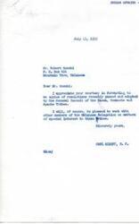 ["The document is a letter from Congressman Carl Albert to Mr. Robert Goombi regarding resolutions passed by the General Council of the Kiowa, Comanche, and Apache Tribes regarding their ownership and title to certain lands reserved for various purposes. The Tribes are claiming title to several specific tracts of land and are requesting a Solicitor's opinion on their rights to these properties. They are concerned about the lack of proper supervision and management of these lands, which is causing irreparable damage."]