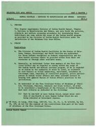 ["This text outlines the policies, standards, and procedures for determining eligibility for Indian health services provided by the Division of Indian Health facilities under the jurisdiction of the Oklahoma City Area Office. It specifies the criteria for individuals to be considered beneficiaries, limitations to service, priorities for admission, preference for admission, responsibilities, and procedures for determining eligibility."]