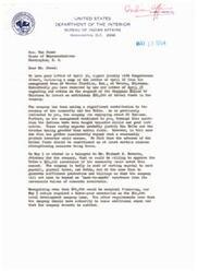 ["The Bureau of Indian Affairs received a letter from Congressman Tom Steed regarding the investment of tribal funds in Wewoka Plastics, Inc. The company is in need of working capital and the Bureau proposed a $20,000 investment from the tribe, with the community matching this amount. However, they also required certain measures to be taken, such as a moratorium on a local development company loan and an audit of company records. The Bureau expressed concerns about the company's profitability and urged for an independent audit before further investments. Congressman Steed and Commissioner Nash are working together to find alternatives to support the economy of the Seminole Tribe."]