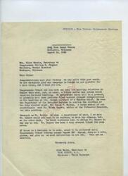 ["The first letter is from Alma Burba, secretary to Congressman Carl Albert, discussing a potential issue with the election of a Choctaw chief and the desire to have Mr.  Impson appointed to the position. The second letter is a response from Alice Morris, secretary to Congressman William G. Stigler, informing Alma that James V. Belvin has been sworn in as Chief of the Choctaw Nation and offering advice for similar situations in the future."]