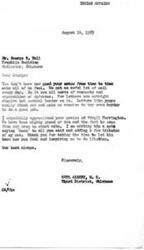 ["George B. Hall writes to Congressman Carl Albert expressing his support for legislation extending the Choctaw Termination Act and praising Virgil Harrington for his outstanding work as Area Director of the Bureau of Indian Affairs. Albert responds, thanking Hall for his support and acknowledging Harrington's dedication to serving the Indian community. Hall also writes to Albert urging him to support an amendment to the original bill, emphasizing the importance of experienced individuals like Harrington in managing tribal affairs. Albert assures Hall of his support for the legislation and commitment to advocating for the amendment."]