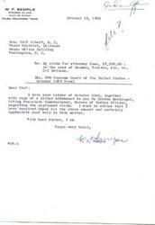 ["Attorney W. F. Semple is requesting payment of $7,500 for legal services rendered to the Choctaw and Chickasaw Tribes of Oklahoma. There is some difficulty with his contract with the Chickasaw Tribe, but the Area Director has been authorized to approve a contract and payment for services rendered. Semple has not yet received payment and is requesting prompt action on his claim. Honorable  Carl Albert has been assisting in this matter."]