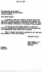 ["The document from the Bureau of Indian Affairs to Congressman Carl Albert discusses the request for an extension of the Act of August 25, 1959, by Principal Chief Harry Belvin of the Choctaw Nation. The Act requires the sale of Choctaw lands and the establishment of a legal entity to succeed the tribe. The Bureau is currently focused on creating the legal entity and does not plan to recommend an extension of the Act at this time. They are also considering an amendment to allow individual Choctaws to participate in the Bureau's loan program. The document outlines the timeline and requirements of the Act and explains the Bureau's current actions and plans."]