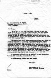 ["The document is a correspondence between Carl Albert and James H. Belvin regarding the Choctaw termination extension bill. They discuss the appointment of Mr. Riddle as the Buildings and Grounds superintendent at the Indian hospital at Talihina and the progress of the bill in Congress. Albert assures Belvin that everything is going well with the bill and that hearings will be held soon. Both express their commitment to working together in the interest of their area."]