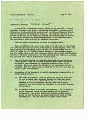 ["The document outlines the responsibilities and activities of the Indian Health Area Public Information Specialist, including planning and distributing news about Indian Health, orienting key personnel to public information responsibilities, maintaining contact with key publishers, promoting Service Unit news, providing news to key publishers and radio stations, and communicating with Indian tribal organizations. The main focus is on the Area newsletter \"Talking Leaves\" and its role in informing and engaging the public. The Specialist also works with tribal leaders and religious organizations to ensure effective communication and distribution of information."]