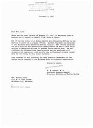 ["The Department of Health and Welfare in Silver Spring, Maryland, is thanking Mrs. Lowe for her letters regarding the selection of a new Executive Officer for the Indian Health program in the Oklahoma Area. They have selected a new officer who has demonstrated effectiveness in a similar role in another Indian Health Area. They appreciate Mrs. Lowe's interest in providing the best leadership for the program."]