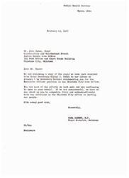 ["The document from Carl Albert, a representative from Oklahoma, to John Spaan informs him that despite their efforts, another individual has been chosen for the Executive Officer position in the Public Health Service Indian Health Area Office in Oklahoma City. The document also expresses hope for Spaan's cooperation with the new appointee and appreciation for his interest in the Department of Health, Education, and Welfare. The response from Under Secretary Wilbur J. Cohen explains that Francis Ellis was chosen for the position due to his qualifications and effectiveness as an Executive Officer."]