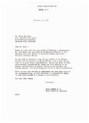 ["The document consists of a series of letters recommending Mr. John Spaan for the position of Executive Officer in the Oklahoma City Area Office of the Public Health Service's Division of Indian Health. The documents are from Representative Carl Albert, Shaw and Shaw Architects, and are addressed to Dr. Rabeau, Director of the Division of Indian Health. They highlight Spaan's qualifications and request that he be considered for the position. Representative  Albert also mentions that he has recommended Spaan to other high-level officials."]