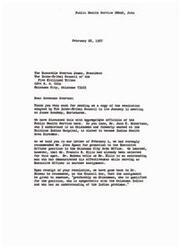 ["The document is in response to a resolution adopted by The Inter-Tribal Council of the Five Civilized Tribes regarding the selection of an Indian Health Area Director and Executive Officer in Oklahoma. The Council requests that officials select individuals familiar with Oklahoma Indians and who are qualified for the positions. The document expresses appreciation for the Council's recommendations and requests favorable action on the resolution."]