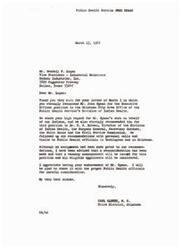 ["The document from Wendell P. Logan to Congressman Carl Albert urges him to influence the appointment of John Spaan as the Oklahoma City area executive officer of the Public Health Service. Logan highlights Spaan's qualifications and dedication to serving the Indian people, stating that he would bring valuable knowledge and understanding to the position. Congressman Albert responds, thanking Logan for his endorsement of Spaan and informing him that a vacancy announcement will be issued for the position. Albert assures Logan that he will share his endorsement with relevant Public Health officials for consideration."]