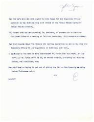 ["Ben Cho called regarding the Executive Officer position in the Oklahoma City Area Office of the Public Health Service's Indian Health division, specifically mentioning John Spaan as a candidate. It was discussed that if Spaan is not chosen, they prefer a well-qualified Oklahoma Indian for the role. There was mention of someone named Tom Gilmore possibly being considered for the position as well."]