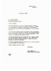 ["The document from Congressman Carl Albert addresses concerns about the limited funds allocated for meals for indigent Indian pupils in Oklahoma. The document discusses the challenges faced by schools in providing free meals and suggests that affected families discuss their inability to pay with school officials. The document also mentions revisions to the school lunch program and the hardship it may cause for some Indian families. Congressman Albert expresses a willingness to assist and seeks information from the Director of Indian Education to address the issues raised by constituents."]